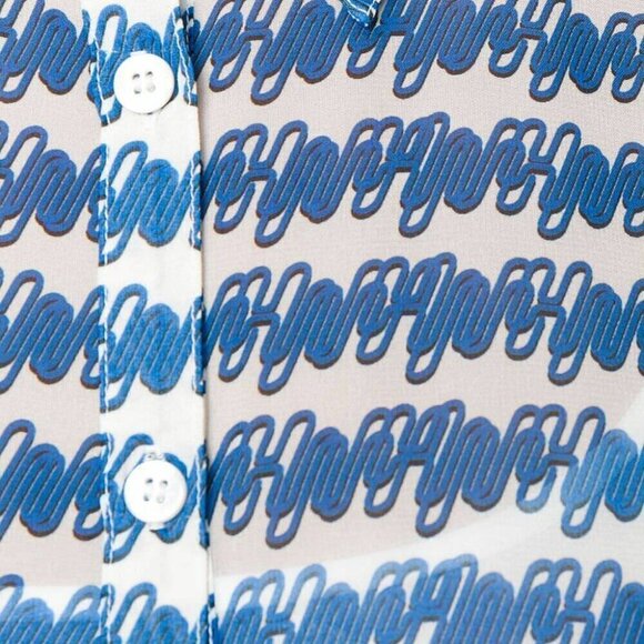 Opening Ceremony Silk Dress Blue Stripe Pleated Drop Waist Long Sleeve 8 - Picture 10 of 11